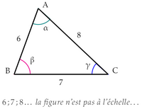 triangle
            de côtés 6 ; 7 et 8